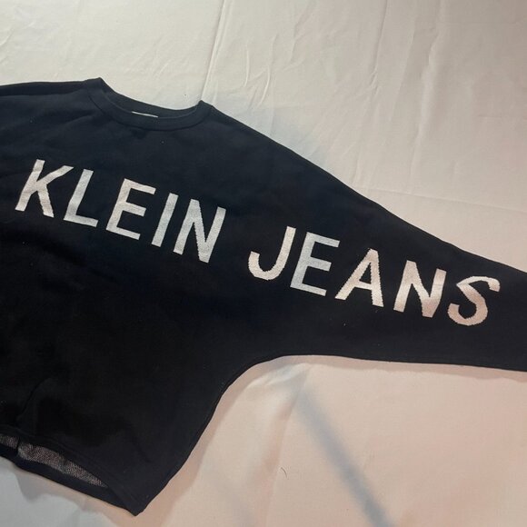Calvin Klein‎ Jeans Sweatshirt Womens Size XS Black Crew Neck Dolman Sleeve Crop - Picture 3 of 6